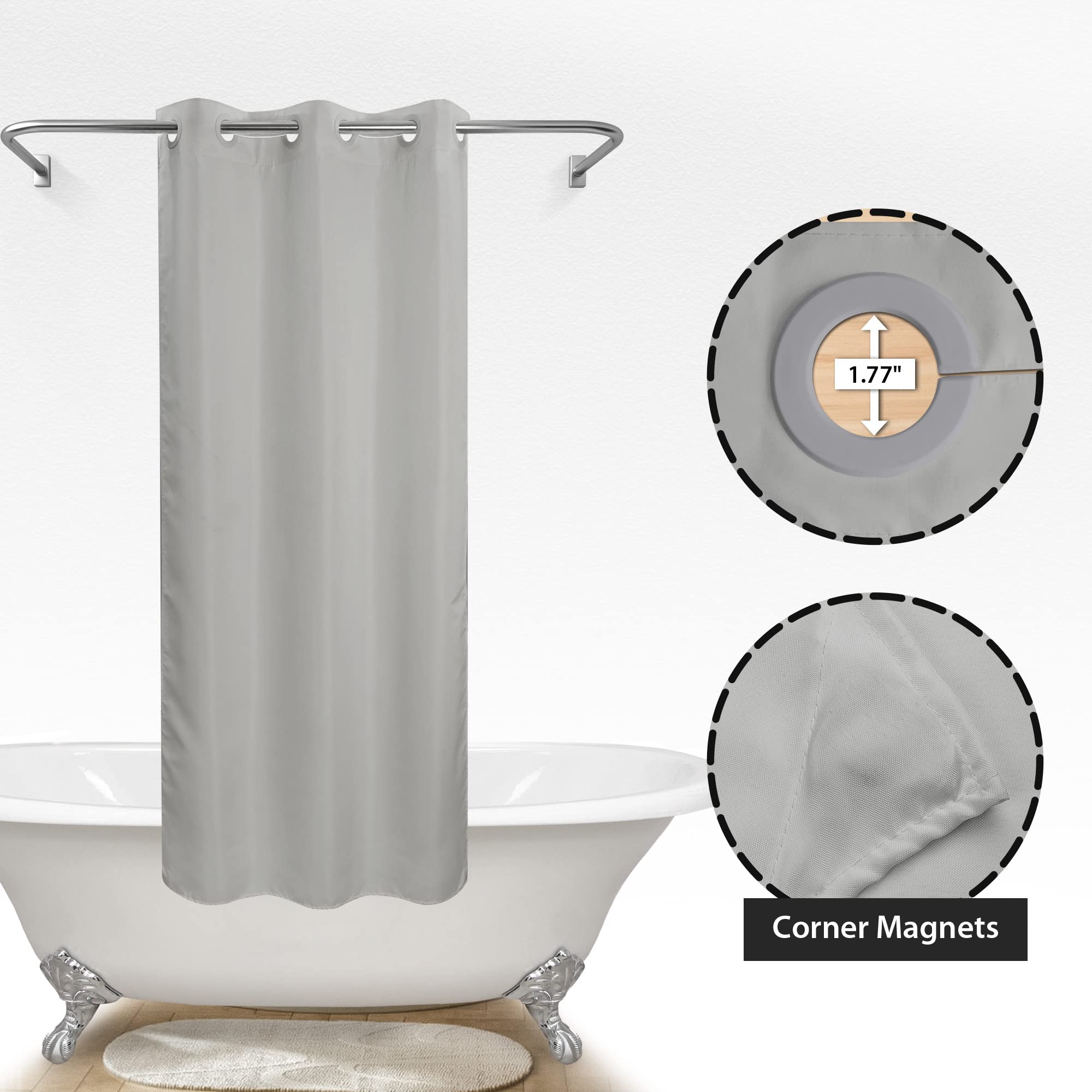 River Dream Stall Size No Hook Grey Shower Curtain Soft Microfiber - 36 '' Wide Small Fabric Shower Curtain Set For Narrow Stall